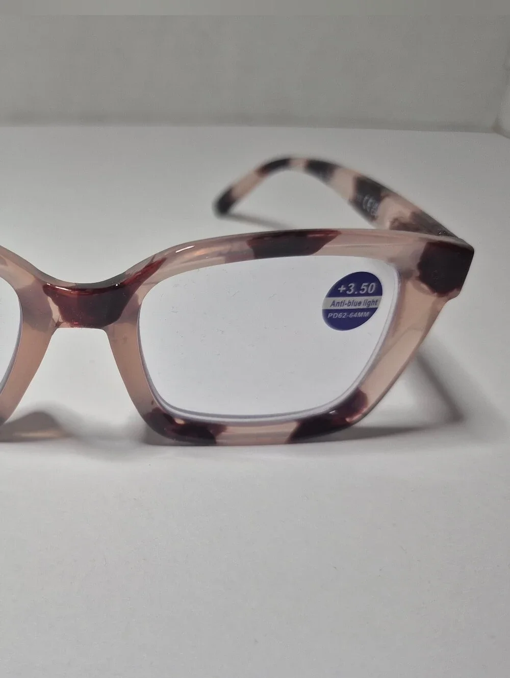 Women's Rectangular Clear Pink Tortoiseshell Reading Glasses